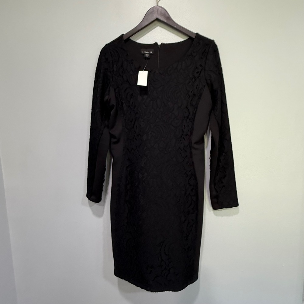 Metaphor Women's Black Lace Sheath Dress Long Sleeve Party Cocktail Career